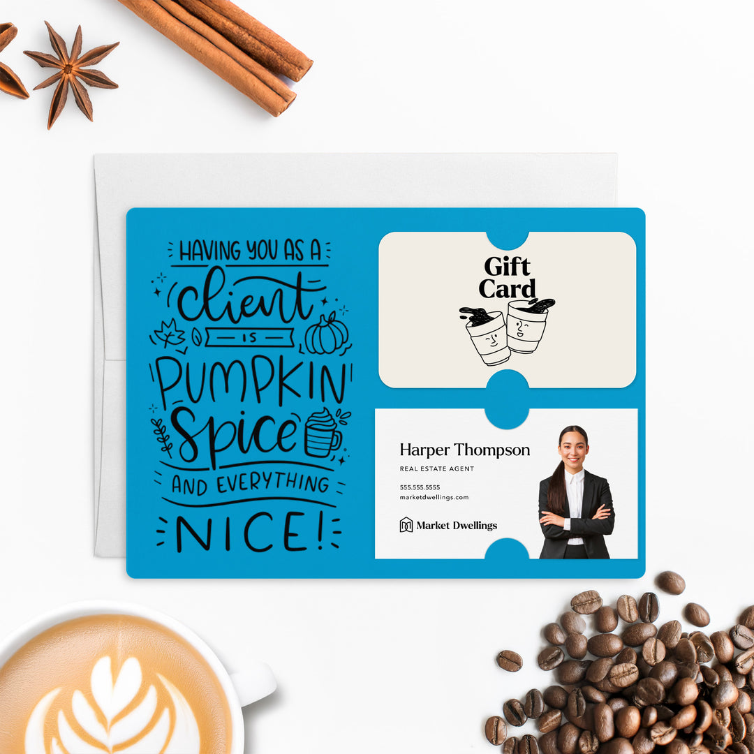 Set of "Pumpkin Spice & Everything Nice" Gift Card & Business Card Holder Mailer | Envelopes Included | M35-M008 Mailer Market Dwellings