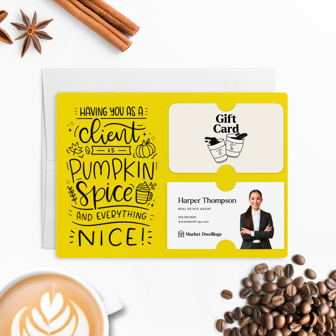 Set of "Pumpkin Spice & Everything Nice" Gift Card & Business Card Holder Mailer | Envelopes Included | M35-M008 Mailer Market Dwellings