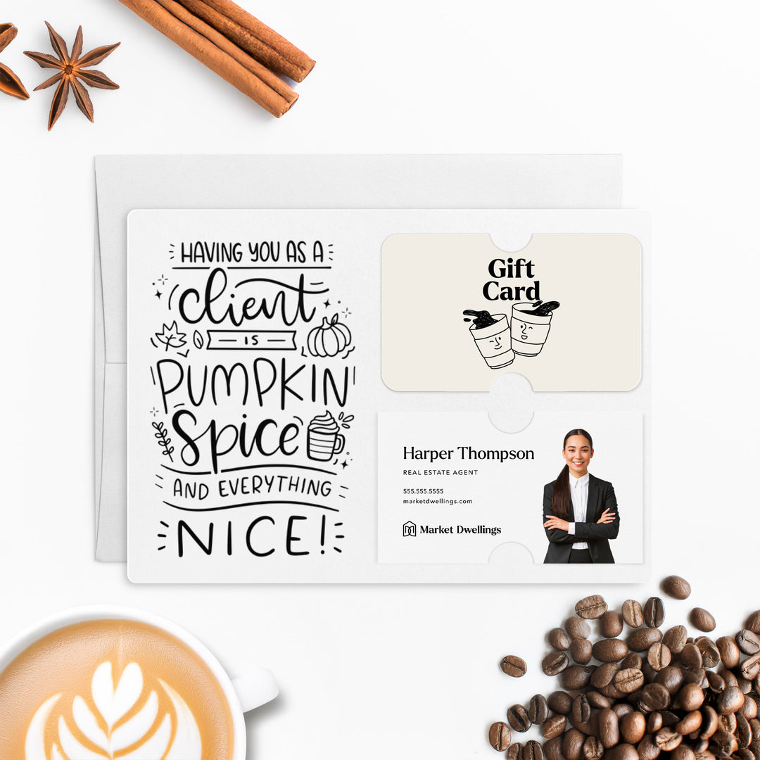 Set of "Pumpkin Spice & Everything Nice" Gift Card & Business Card Holder Mailer | Envelopes Included | M35-M008