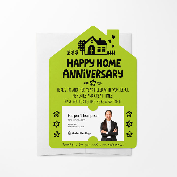 Set of Happy Home Anniversary Mailers | Envelopes Included | M36-M001 Mailer Market Dwellings GREEN APPLE