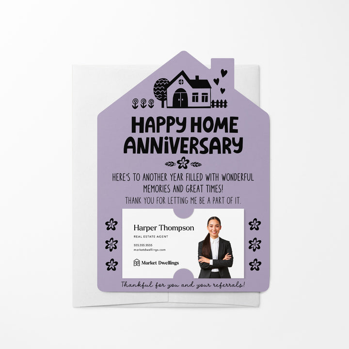 Set of Happy Home Anniversary Mailers | Envelopes Included | M36-M001 Mailer Market Dwellings LIGHT PURPLE