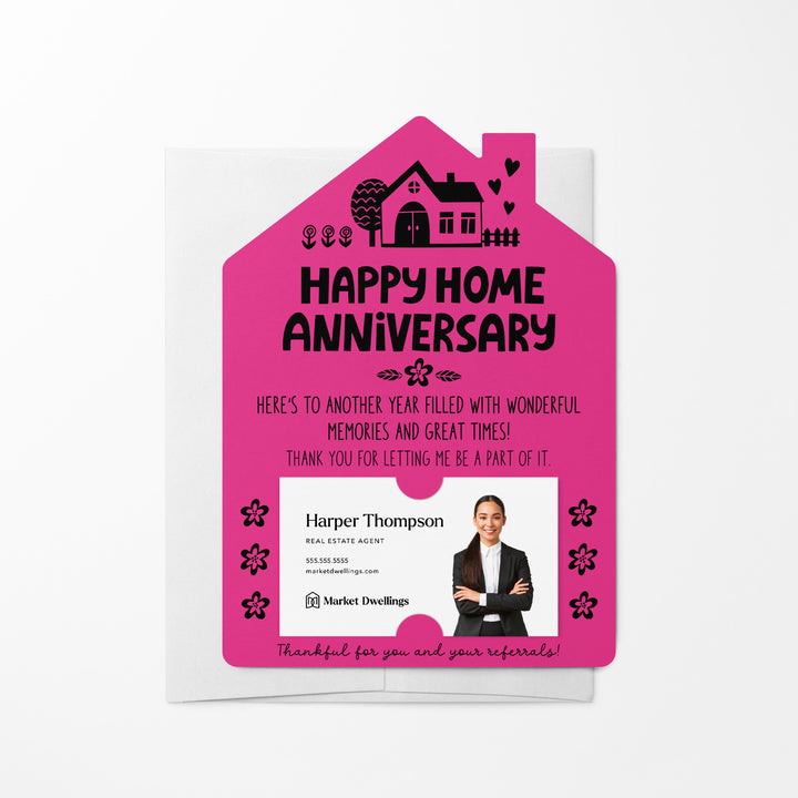 Set of Happy Home Anniversary Mailers | Envelopes Included | M36-M001 Mailer Market Dwellings RAZZLE BERRY