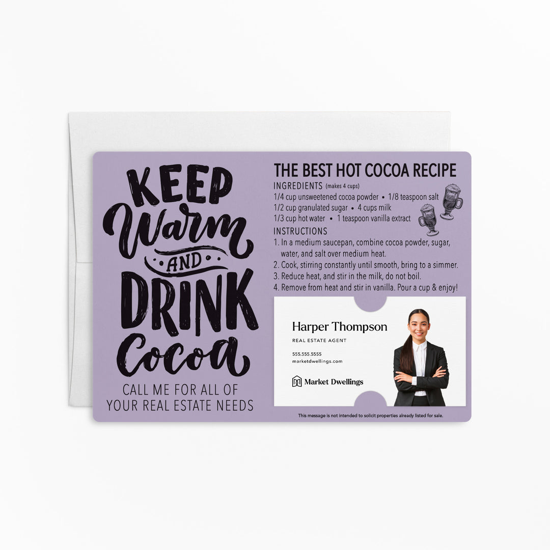 Set of "Keep Warm and Drink Cocoa" Hot Chocolate Recipe Mailer | Envelopes Included | M36-M003