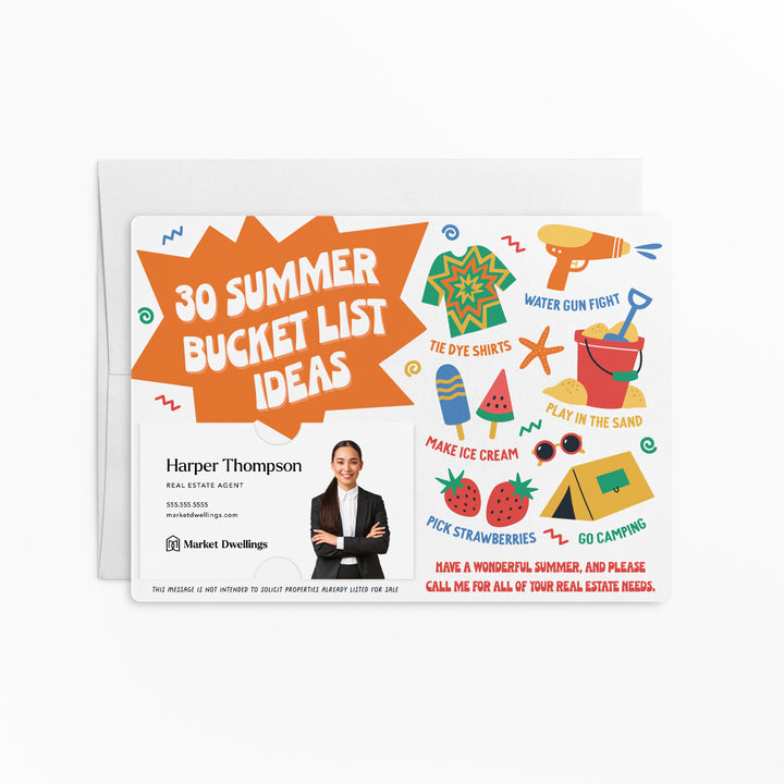 Set of 30 Summer Bucket List Ideas | Summer Mailers | Envelopes Included | M36-M004 Mailer Market Dwellings