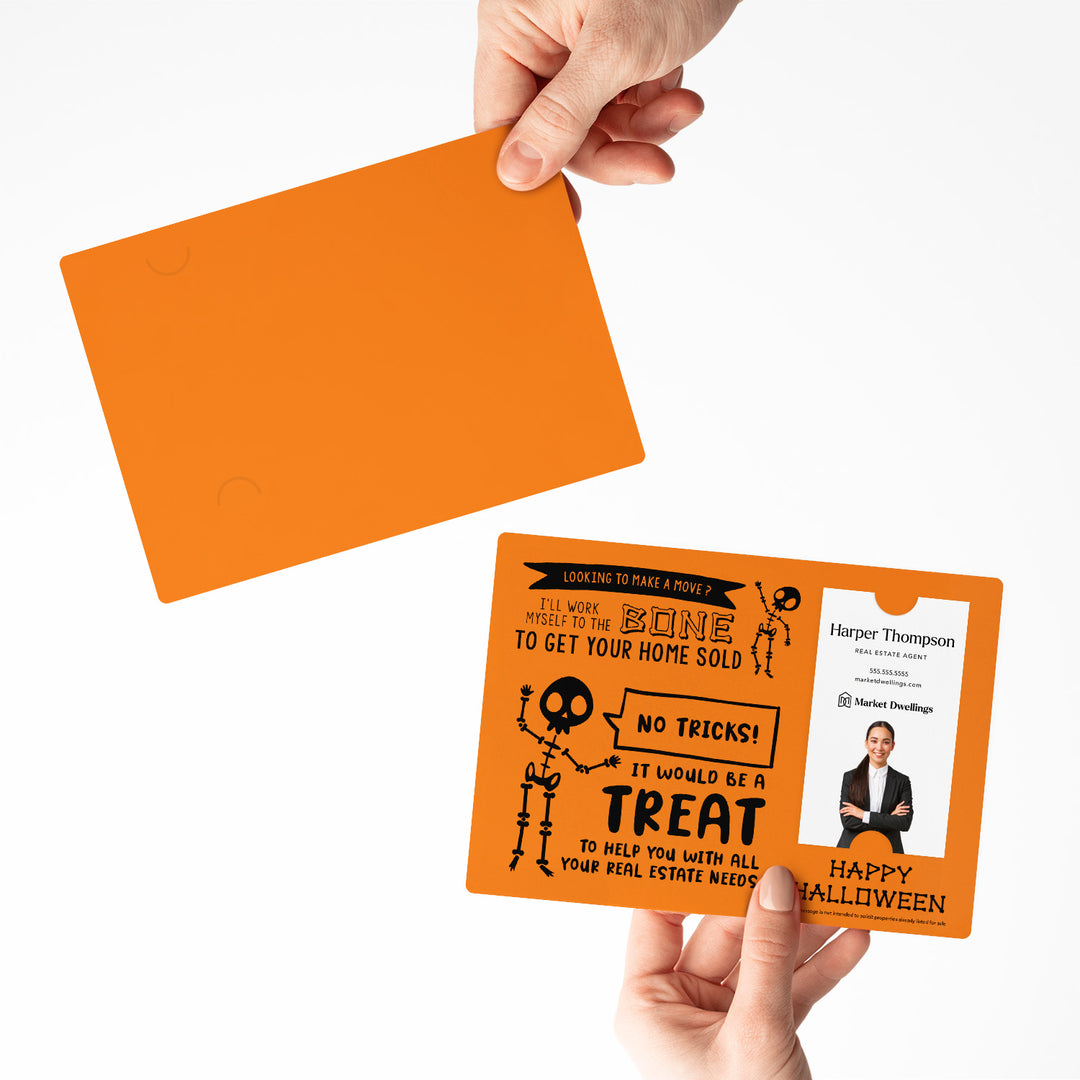 Vertical | Set of Halloween "I'll Work Myself to the Bone to Get Your Home Sold" Mailer | Envelopes Included | M36-M005 Mailer Market Dwellings