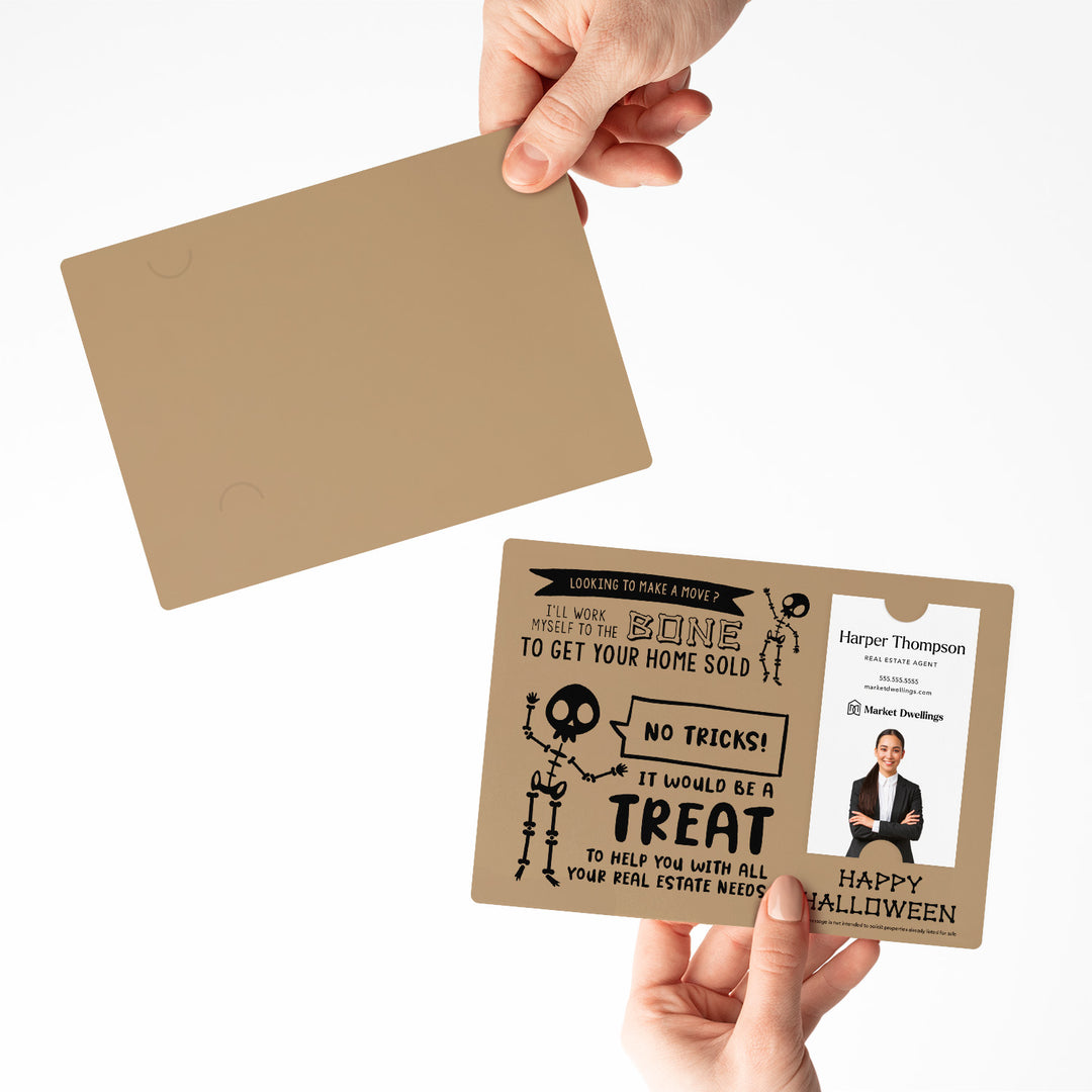 Vertical | Set of Halloween "I'll Work Myself to the Bone to Get Your Home Sold" Mailer | Envelopes Included | M36-M005 Mailer Market Dwellings