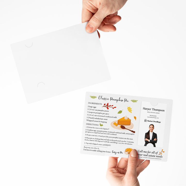 Vertical | Set of "Classic Pumpkin Pie" Recipe Cards | Envelopes Included | M37-M005 Mailer Market Dwellings