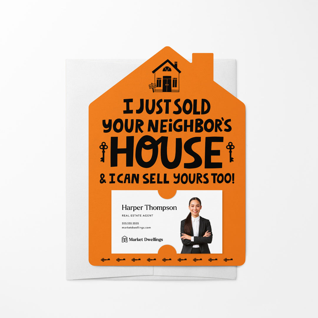 Set of I Just Sold Your Neighbor's House Real Estate Agent Mailers | Envelopes Included | M38-M001 Mailer Market Dwellings CARROT