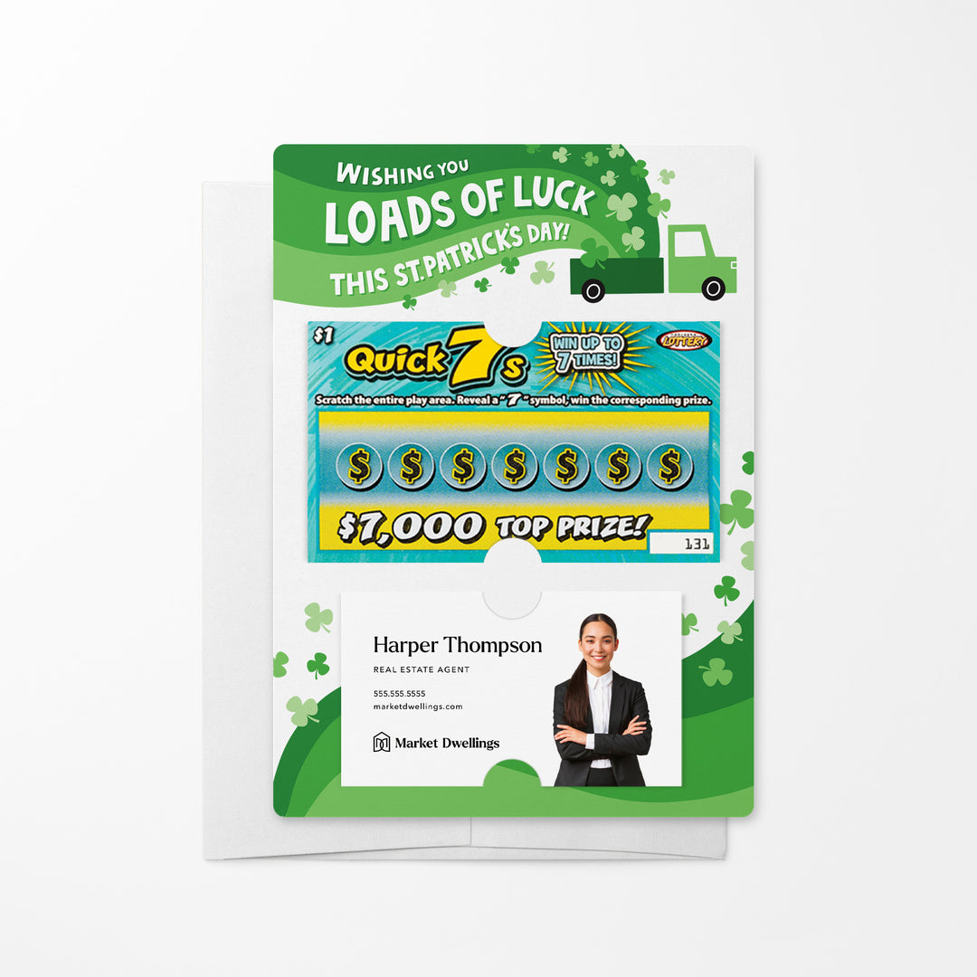 Set of Wishing You Loads Of Luck this St. Patrick's Day! Lotto Mailers | Envelopes Included Mailer Market Dwellings GREEN