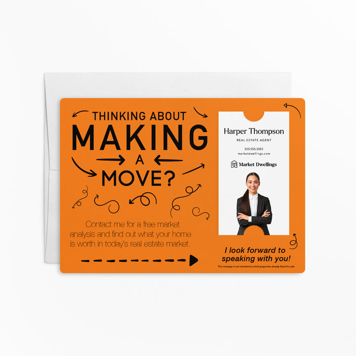 Vertical | Set of "Making a Move Real Estate" Mailer | Envelopes Included | M38-M005 Mailer Market Dwellings CARROT