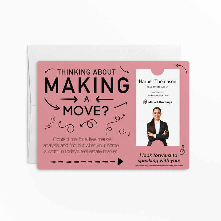 Vertical | Set of "Making a Move Real Estate" Mailer | Envelopes Included | M38-M005 Mailer Market Dwellings LIGHT PINK