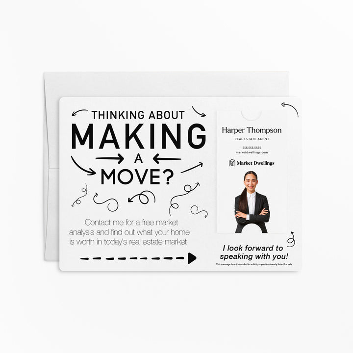 Vertical | Set of "Making a Move Real Estate" Mailer | Envelopes Included | M38-M005 Mailer Market Dwellings WHITE