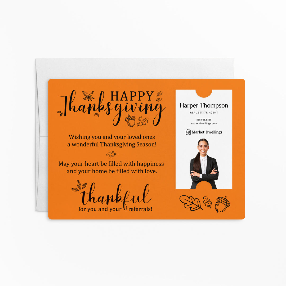 Vertical | Set of "Happy Thanksgiving" Fall Mailer | Envelopes Included | M39-M005 Mailer Market Dwellings CARROT