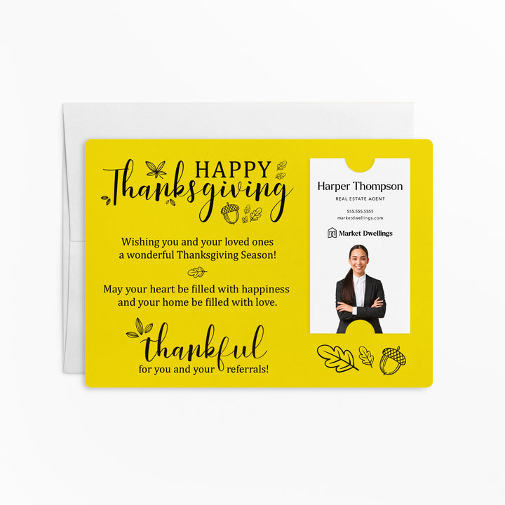 Vertical | Set of "Happy Thanksgiving" Fall Mailer | Envelopes Included | M39-M005 Mailer Market Dwellings LEMON