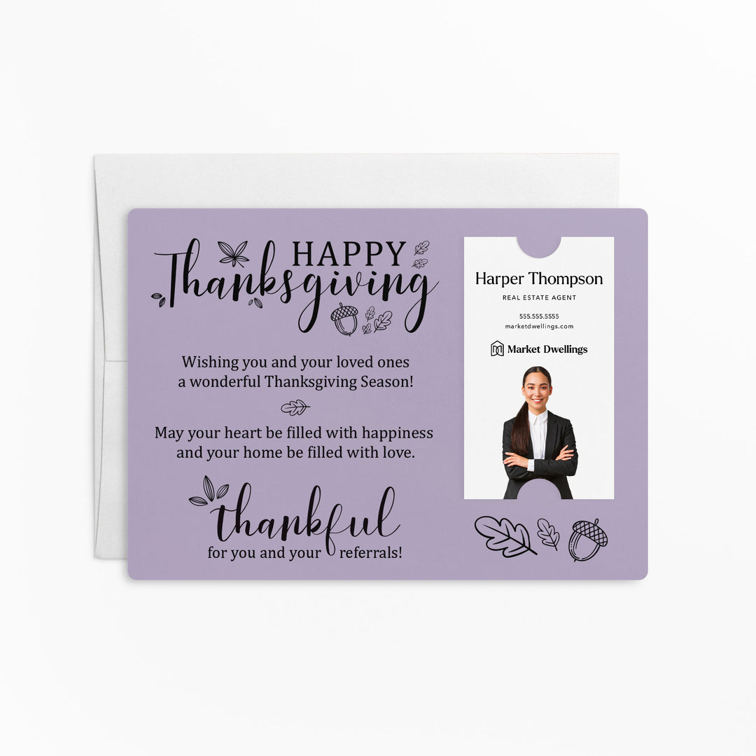 Vertical | Set of "Happy Thanksgiving" Fall Mailer | Envelopes Included | M39-M005 Mailer Market Dwellings LIGHT PURPLE