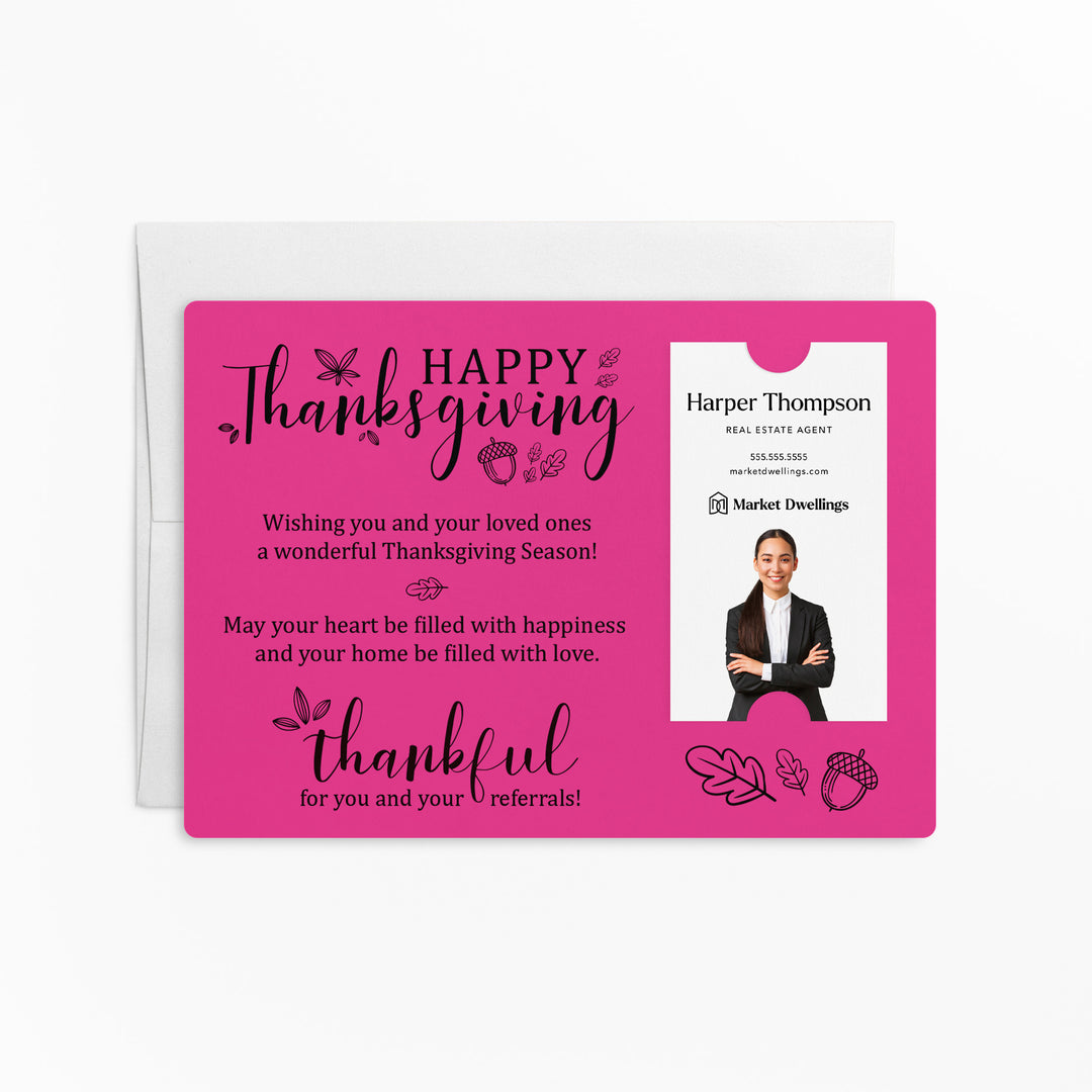 Vertical | Set of "Happy Thanksgiving" Fall Mailer | Envelopes Included | M39-M005 Mailer Market Dwellings RAZZLE BERRY