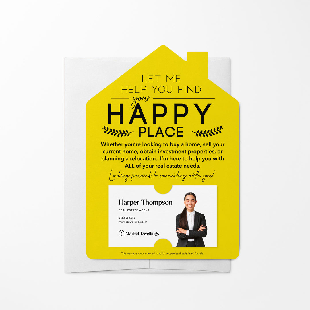 Set of Happy Place Real Estate Mailers | Envelopes Included | M4-M001 Mailer Market Dwellings LEMON