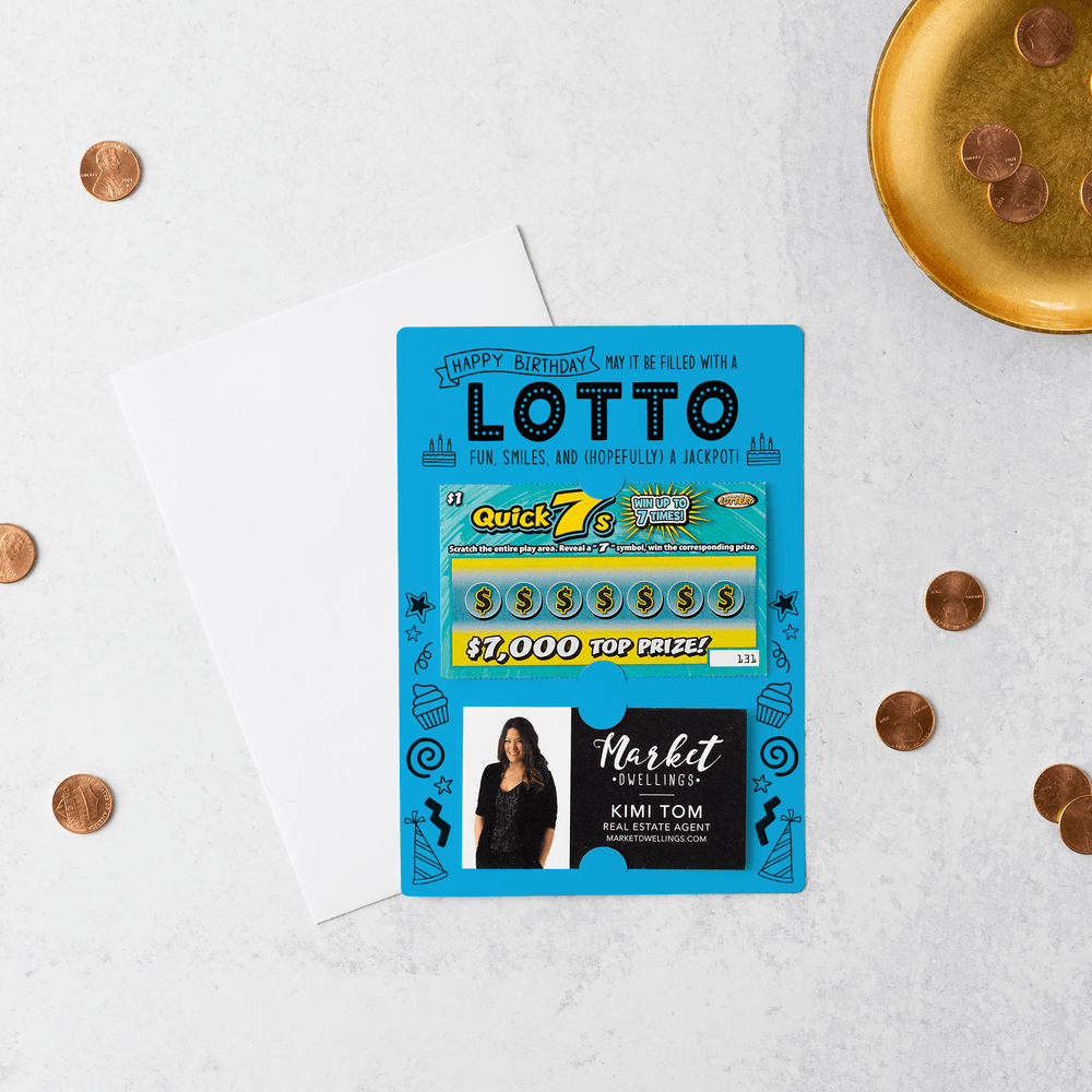 Set of Happy Birthday Scratch-off Lotto Mailer | Envelopes Included | M4-M002 Mailer Market Dwellings ARCTIC  