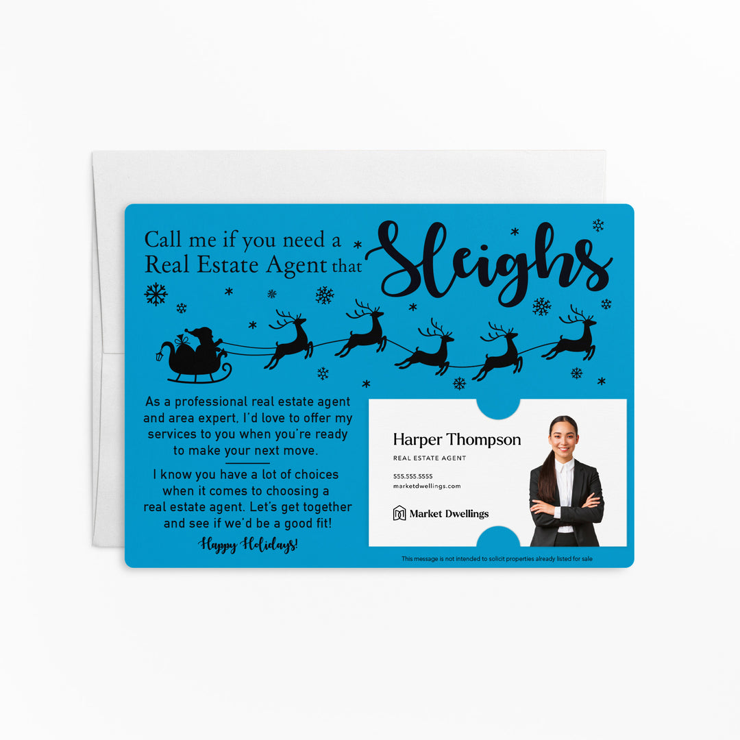 Set of "Call Me If You Need a Real Estate Agent That Sleighs" Mailer | Envelopes Included | M4-M003 Mailer Market Dwellings ARCTIC