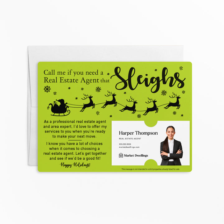 Set of "Call Me If You Need a Real Estate Agent That Sleighs" Mailer | Envelopes Included | M4-M003