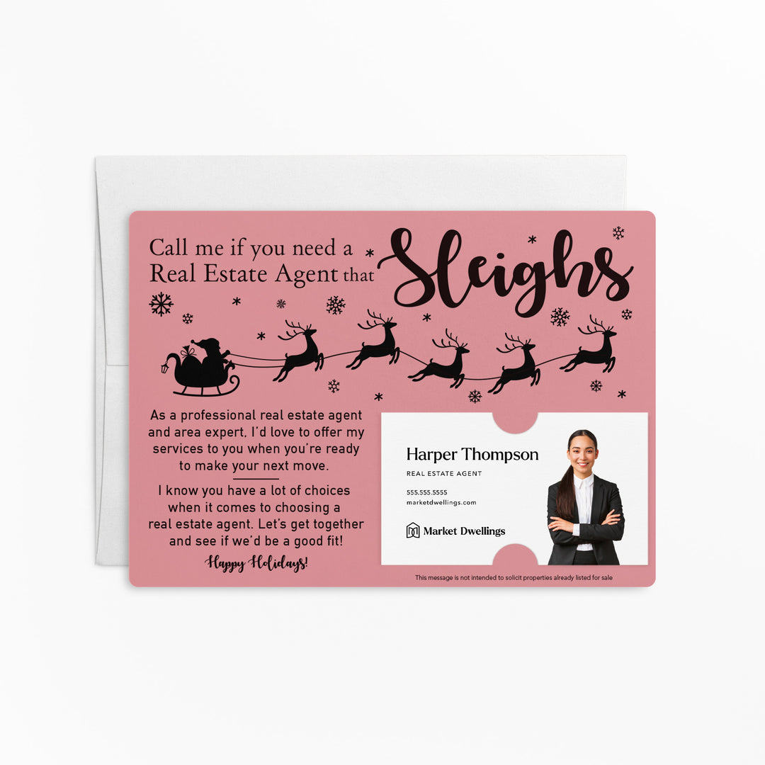 Set of "Call Me If You Need a Real Estate Agent That Sleighs" Mailer | Envelopes Included | M4-M003