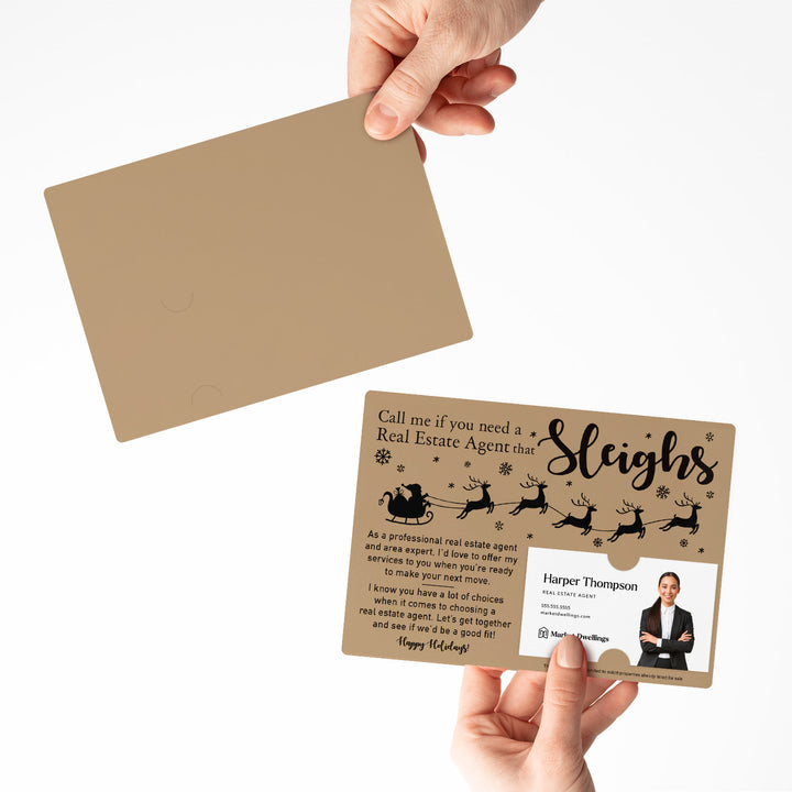 Set of "Call Me If You Need a Real Estate Agent That Sleighs" Mailer | Envelopes Included | M4-M003