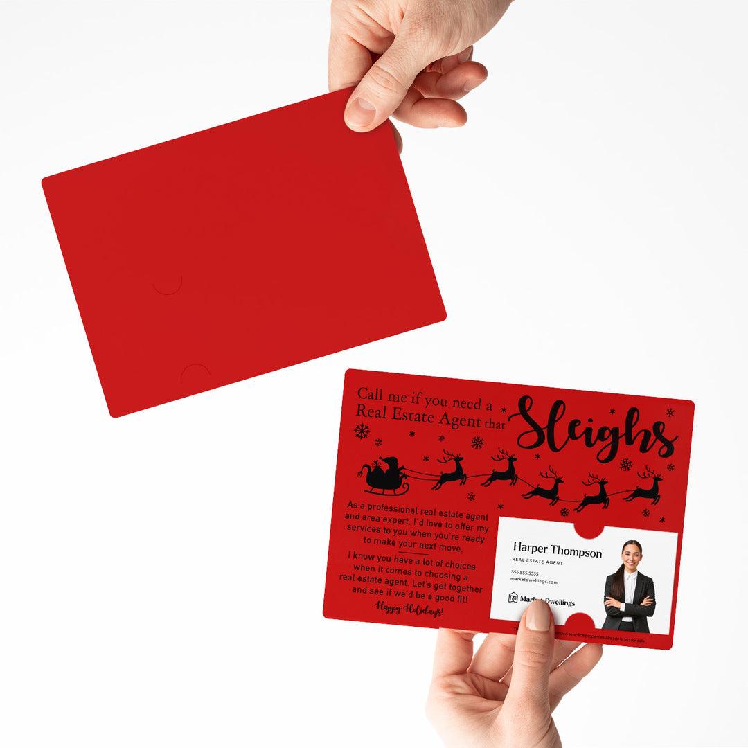 Set of "Call Me If You Need a Real Estate Agent That Sleighs" Mailer | Envelopes Included | M4-M003