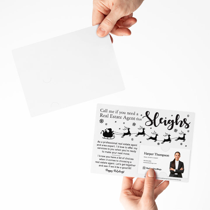 Set of "Call Me If You Need a Real Estate Agent That Sleighs" Mailer | Envelopes Included | M4-M003 Mailer Market Dwellings