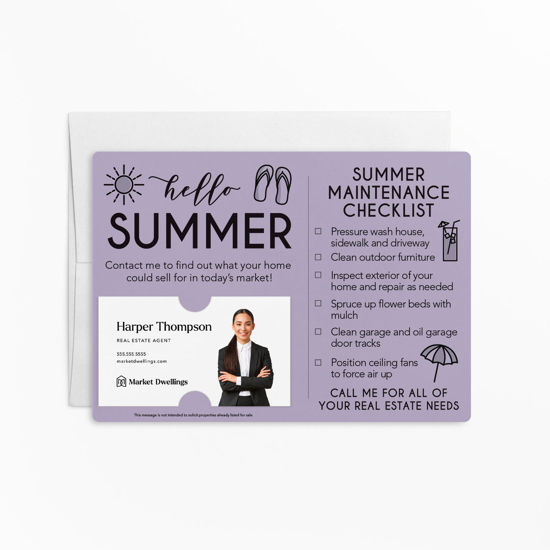 Set of "Hello Summer" Mailer | Envelopes Included | M4-M004 Mailer Market Dwellings LIGHT PURPLE