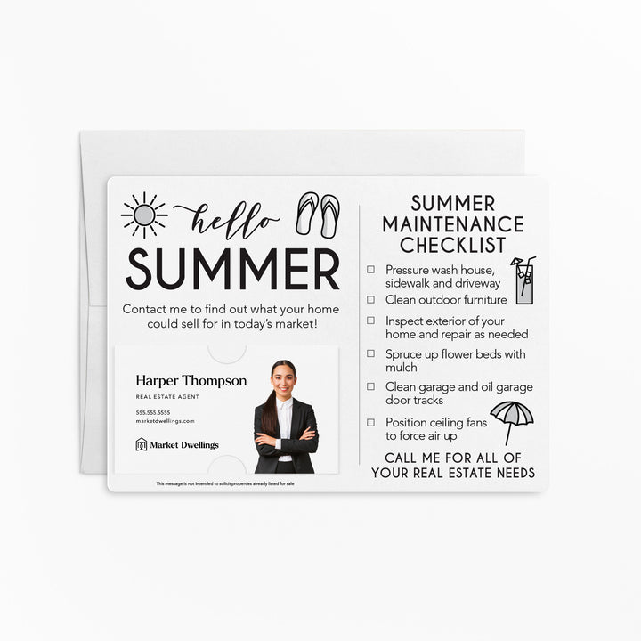 Set of "Hello Summer" Mailer | Envelopes Included | M4-M004 Mailer Market Dwellings WHITE