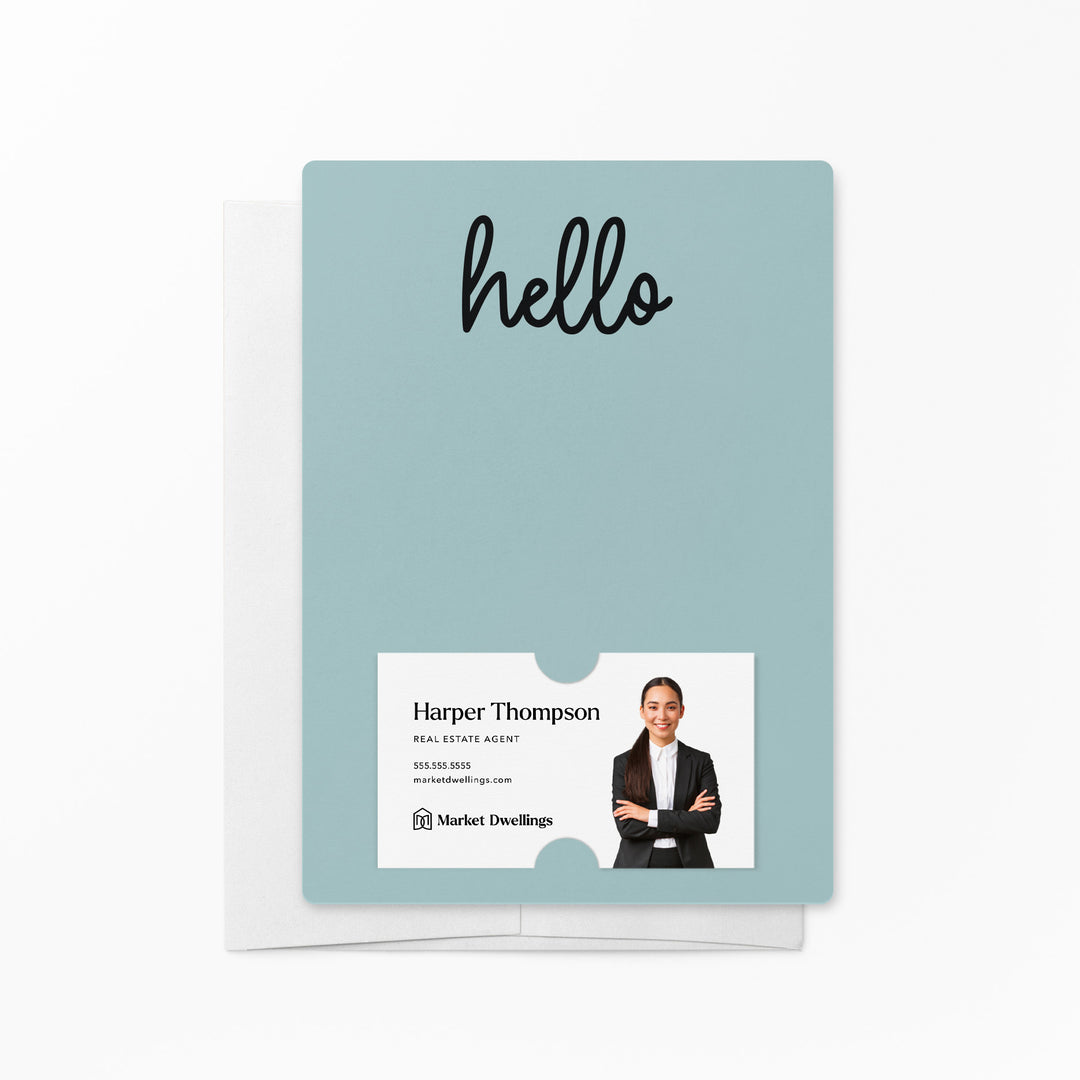 Set of "Hello" Notecards | Envelopes Included | M4-M007 Notecards Market Dwellings LIGHT BLUE