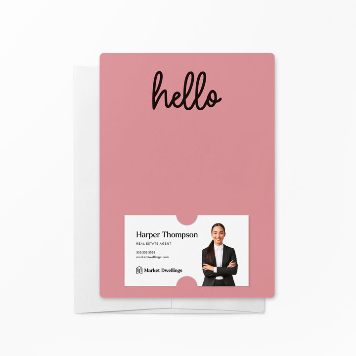 Set of "Hello" Notecards | Envelopes Included | M4-M007 Notecards Market Dwellings LIGHT PINK