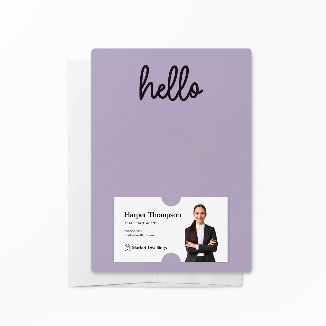 Set of "Hello" Notecards | Envelopes Included | M4-M007 Notecards Market Dwellings LIGHT PURPLE