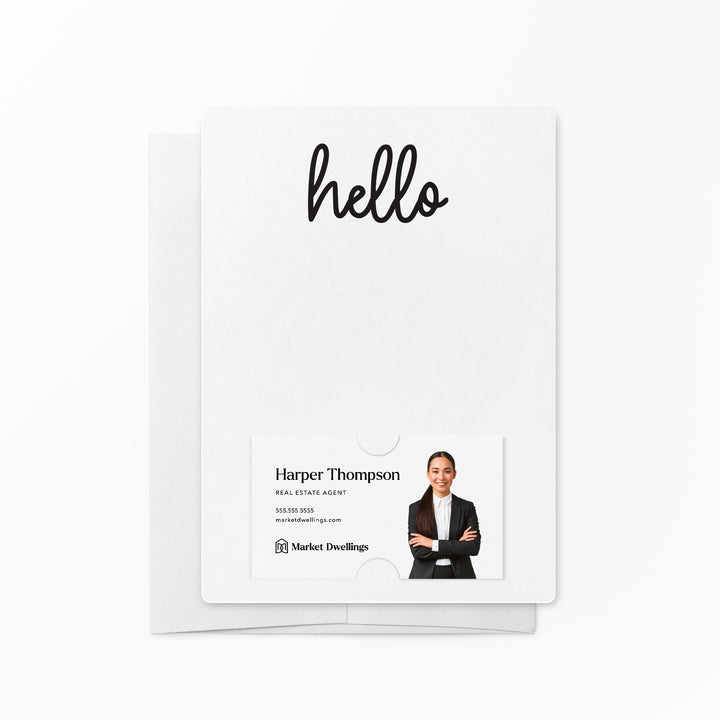 Set of "Hello" Notecards | Envelopes Included | M4-M007 Notecards Market Dwellings WHITE