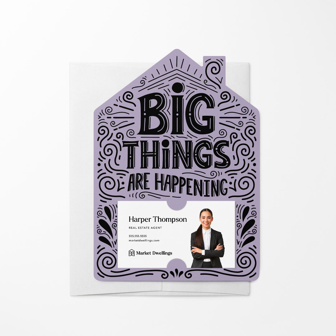 Set of Big Things Are Happening New Real Estate Agent Introduction Mailers | Envelopes Included | M40-M001