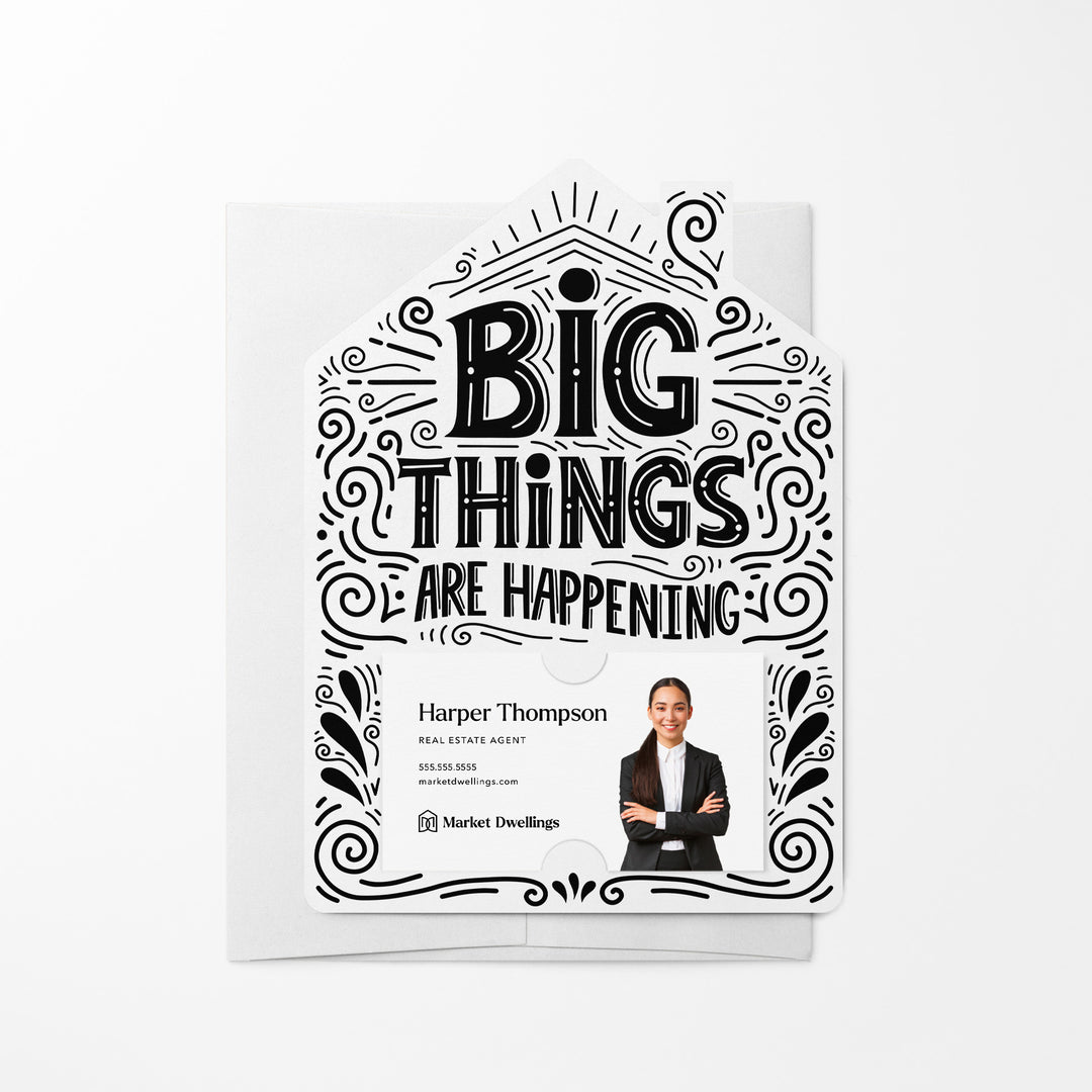 Set of Big Things Are Happening New Real Estate Agent Introduction Mailers | Envelopes Included | M40-M001