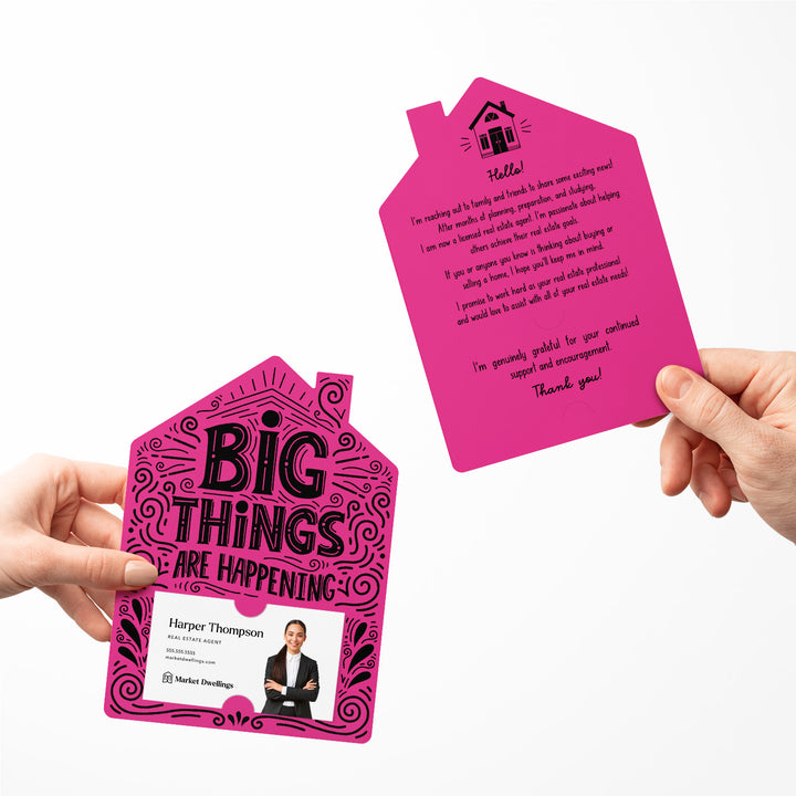 Set of Big Things Are Happening New Real Estate Agent Introduction Mailers | Envelopes Included | M40-M001