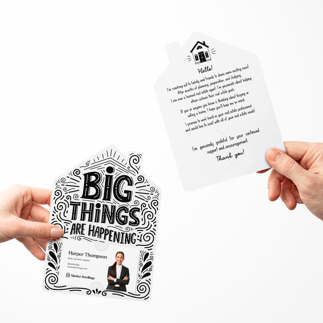 Set of Big Things Are Happening New Real Estate Agent Introduction Mailers | Envelopes Included | M40-M001