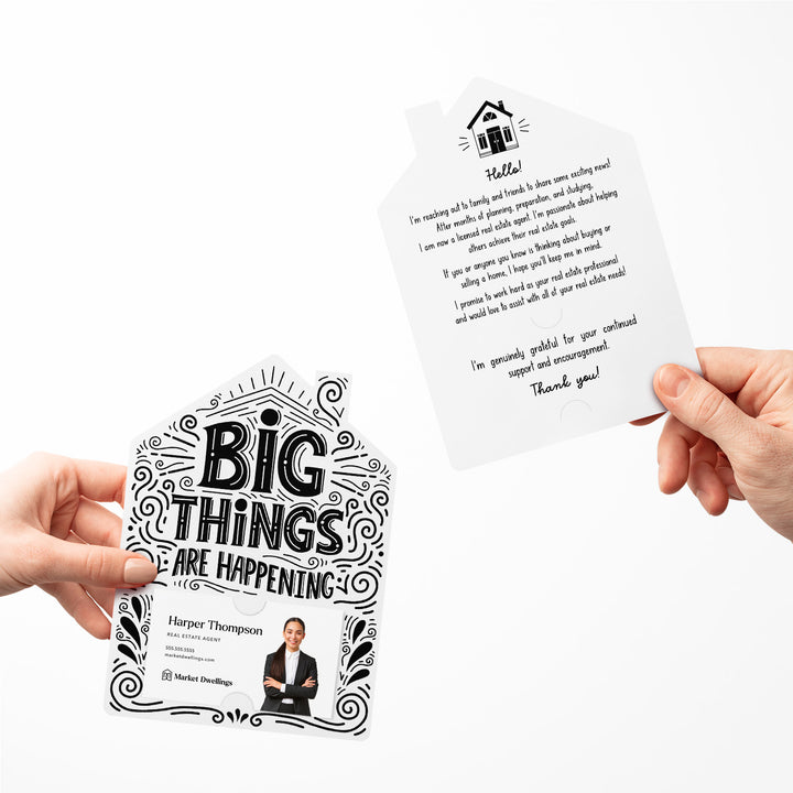 Set of Big Things Are Happening New Real Estate Agent Introduction Mailers | Envelopes Included | M40-M001