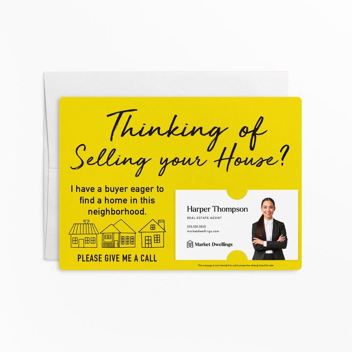 Set of "Thinking of Selling Your House, I Have a Buyer" Real Estate Mailer | Envelopes Included | M40-M003 Mailer Market Dwellings LEMON