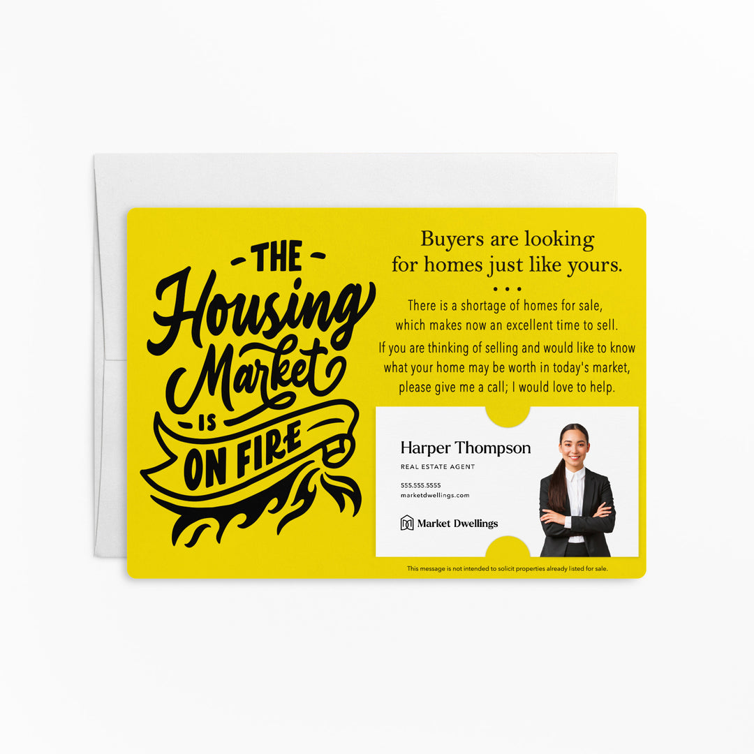 Set of "The Housing Market is on Fire" Mailer | Envelopes Included | M41-M003 Mailer Market Dwellings LEMON