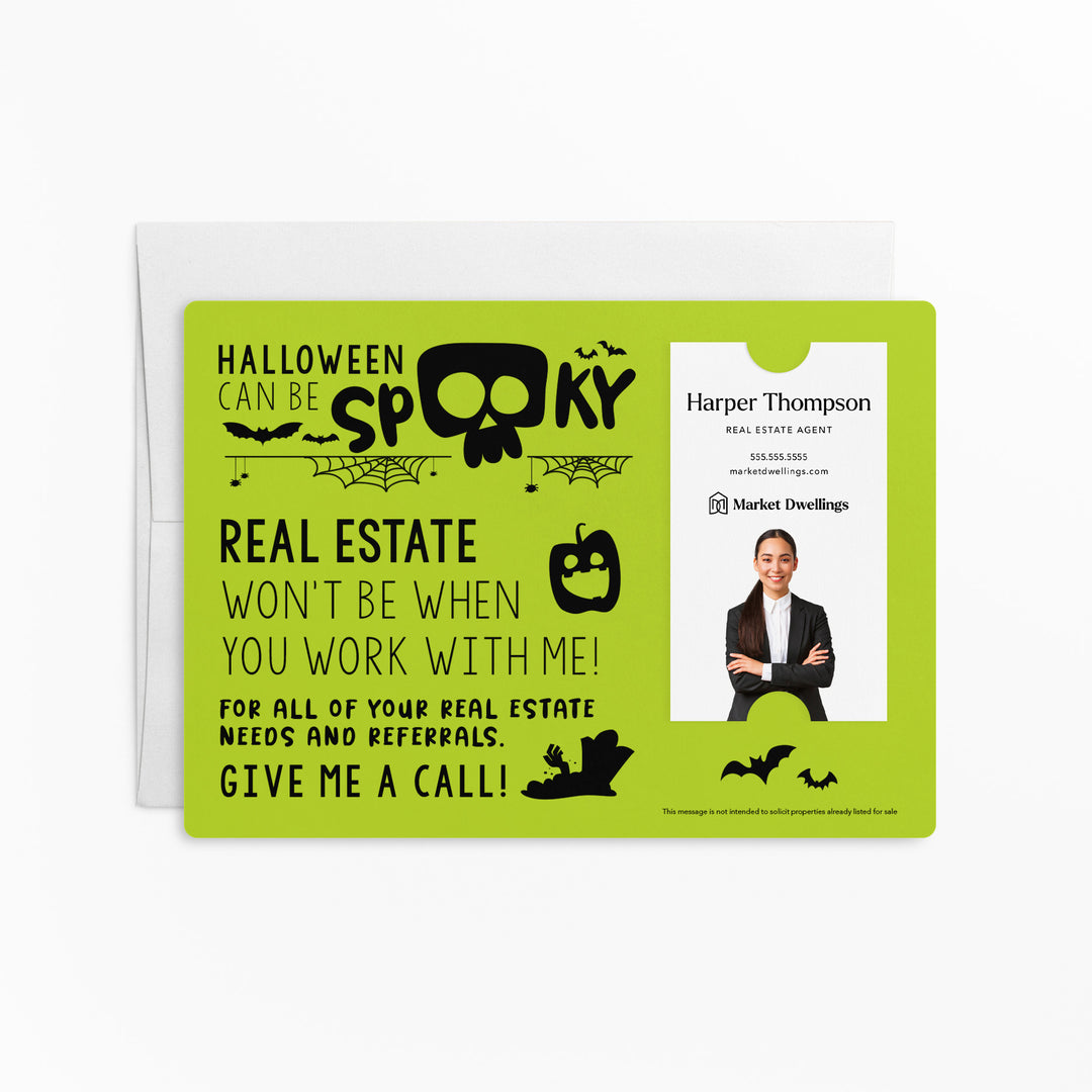 Vertical Set of "Halloween Can Be Spooky" Mailer | Envelopes Included | M41-M005 Mailer Market Dwellings GREEN APPLE