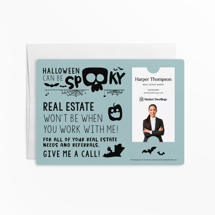 Vertical Set of "Halloween Can Be Spooky" Mailer | Envelopes Included | M41-M005 Mailer Market Dwellings LIGHT BLUE