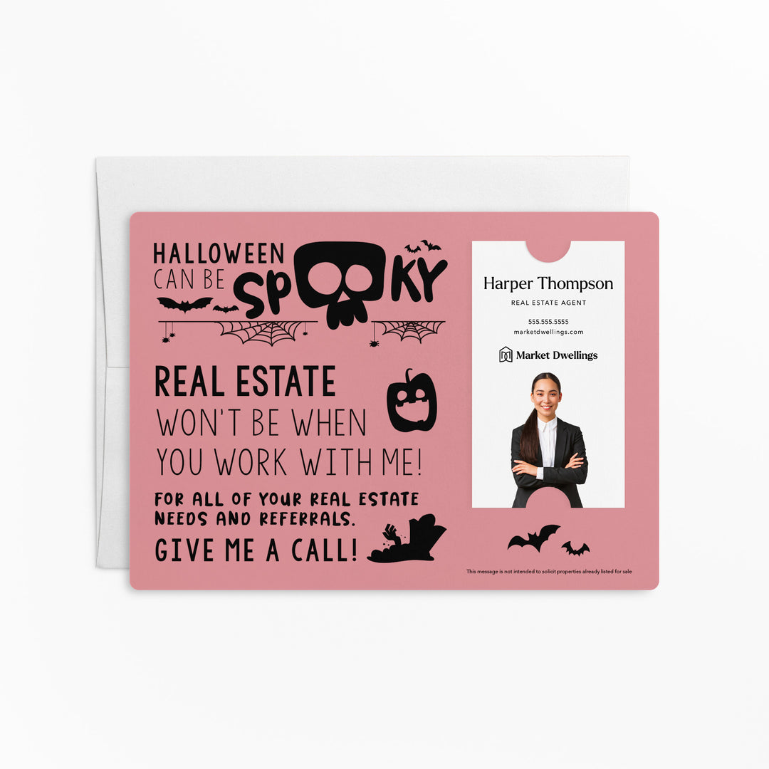 Vertical Set of "Halloween Can Be Spooky" Mailer | Envelopes Included | M41-M005 Mailer Market Dwellings LIGHT PINK