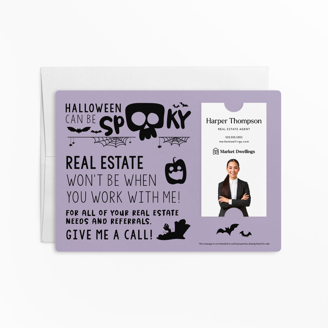 Vertical Set of "Halloween Can Be Spooky" Mailer | Envelopes Included | M41-M005 Mailer Market Dwellings LIGHT PURPLE