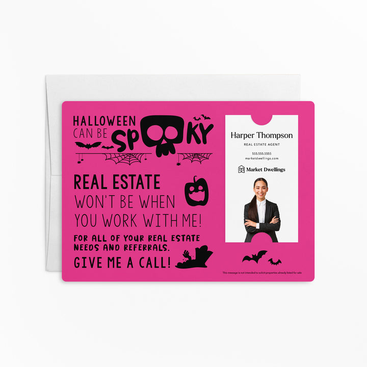 Vertical Set of "Halloween Can Be Spooky" Mailer | Envelopes Included | M41-M005 Mailer Market Dwellings RAZZLE BERRY