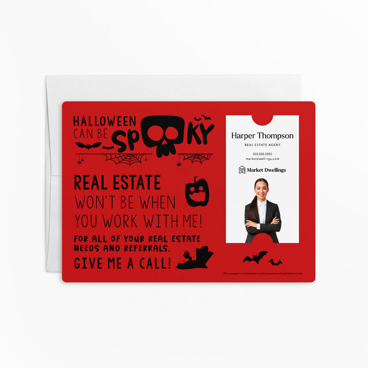 Vertical Set of "Halloween Can Be Spooky" Mailer | Envelopes Included | M41-M005 Mailer Market Dwellings SCARLET