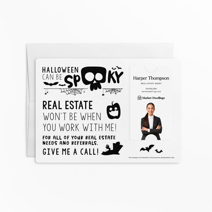 Vertical Set of "Halloween Can Be Spooky" Mailer | Envelopes Included | M41-M005 Mailer Market Dwellings WHITE