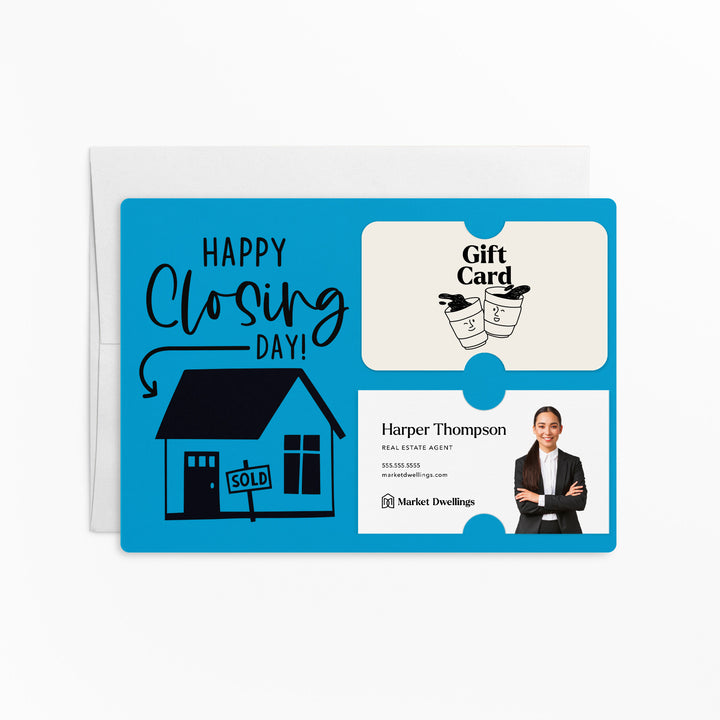 Set of "Happy Closing Day" Gift Card & Business Card Holder Mailer | Envelopes Included | M41-M008 Mailer Market Dwellings ARCTIC