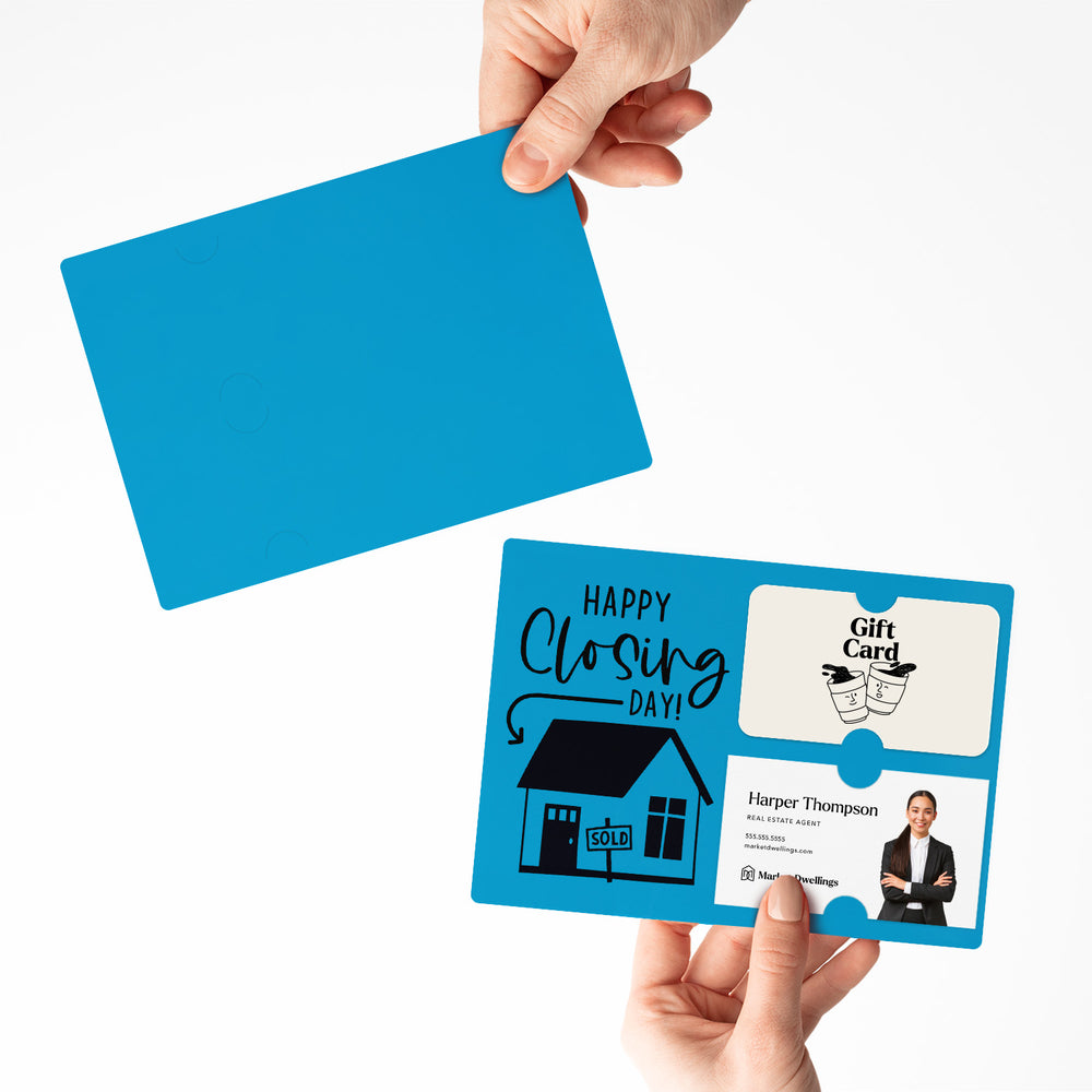 Set of "Happy Closing Day" Gift Card & Business Card Holder Mailer | Envelopes Included | M41-M008 Mailer Market Dwellings